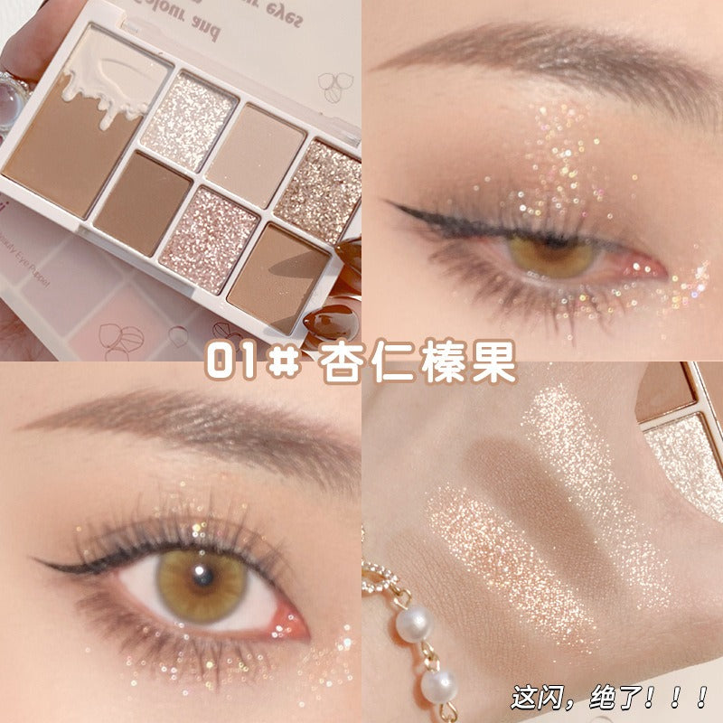 7 Color Eyeshadow Palette Red Wine Glitter Pearly Lasting Acrylic Eyeshadow Palette Korean Eyes Makeup Palette Beauty Makeup